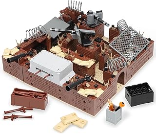 WW2 Military Base Bunker Trench Building Set, 8 in 1 Army Battle Scenes with Fortresses, Anti-Aircraft Guns, Treatment Room and Penitentiary, Idea Gifts for Teens Adults 14+ (833pcs)