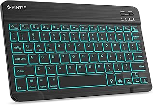 Fintie 10-Inch Ultrathin Wireless Bluetooth Backlight Keyboard, [7 Color Backlit] Rechargeable Keyboard Compatible with iPad Samsung Tablet, iPhone Smartphone, iOS, Android, Classic Black