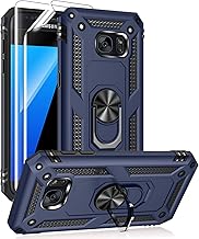 Samsung Galaxy S7 Case with HD Screen Protectors, Androgate Military-Grade Metal Ring Holder Kickstand 15ft Drop Tested Shockproof Cover Case for Samsung Galaxy S7 Blue