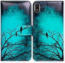Bcov Case for Galaxy A10e, Black Bird Green Flip Leather Case Wallet Cover with Credit Card Slot ID Card Holder Kickstand for Samsung Galaxy A10e