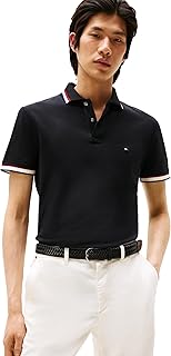 Men's Short Sleeve Casual Polo Shirts in Slim Fit with Stretch and Cuff Designs