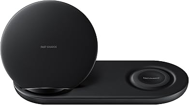 Wireless Charger DUO Fast Charge Stand & Pad Universally Compatible with Qi Enabled Phones and Select SAMSUNG Watches (US Version), Black