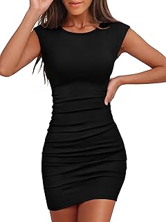 Womens Summer Sleeveless Bodycon Mini Dress Ribbed Knit Crewneck 2026 Basic Slim Fit Party Cocktail Short Dresses