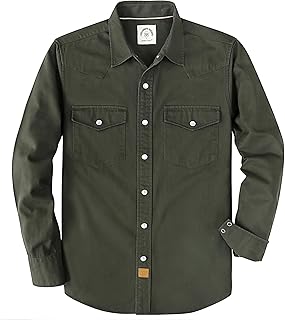 Long Sleeve Pearl Snap Shirts for Men Western Cowboy Shirt Casual Work Button Down with Pockets Comfortable Fit