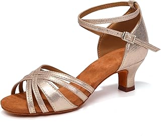 Women Latin Dance Shoes Open Toe Performance Professional Salsa Bachata Ballroom Dance Shoes,Model WZSP811-5cm Heel