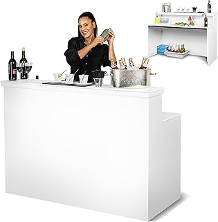 GoBar Elite Portable Bar Table for Events - Foldable Commercial Grade Wood - Pop up Mobile Bartending Station - White or Black
