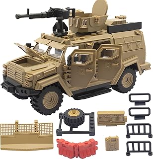 Military Vehicle Building Toy, Armored Vehicle Building Block Toy, Army Battle Brick, Military Car Model Toys for Age 6 7 8 9 10 11 12+, Accessories Compatible with Major Mini Figure (Desert Color)