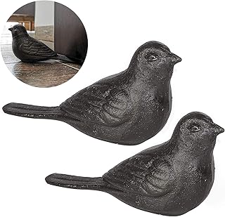 Door Stopper for Floor Decorative Cute Bird Heavy Duty Cast Iron Door Stop Farmhouse, 2 Pack Door Stops Wedge Rustic Dark Brown