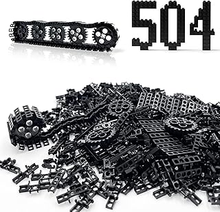 504PCS Technical Tank Track & Wheel Set Treads Chain Links Tank Robot Sleigh Car Motorcycle Toy Accessories Compatible with Lego and Major Building Brands, Gift for Kids Ages 6 7 8 9 10 11 12+