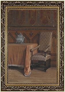 Elegant Vintage Dining Room Interior Poster Framed Canvas Print Oil Paintings Reproduction World Classics Wall Art Pictures Wall Decor Exquisite for Living Room Bedroom Office (Framed,12W X16L)