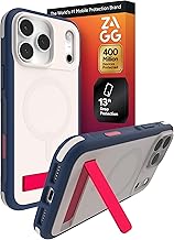 ZAGG Sedona Snap Case with Kickstand for iPhone 17 Pro Max - Red Light & Blue, Drop Protection (13ft/4m), Multi-Layer Protection, with Camera Button, MagSafe Phone Case with Impact-Absorbing Bumpers