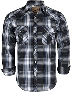 Men's Western Cowboy Long Sleeve Pearl Snap Casual Work Shirts