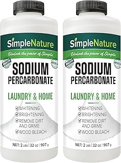 SimpleNature Sodium Percarbonate (4 lbs total, 2 pack of 2 lbs) - Versatile Scent-Free Cleaner for Home, Laundry, and Decking - Pure Oxygen Bleach - Convenient Container with Scoop