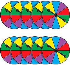 Chivao 10 Sets Colorful Game Spinner Wheel Blank Erasable Math Wheel Spinner Board with Plastic Rotating Arrows for Prizes & Game Night