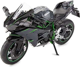 Compatible for 1:9 Kawasaki Ninja H2R Motorcycle DieCast Model, Suspension and Free Roller, Toy Car, Motorcycle Collection, Gift Black