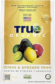 True Organic Citrus & Avocado Food – Organic Fertilizer for Lush Foliage and Abundant Fruit – 12lb Bag Covers 210 Sq. Ft.