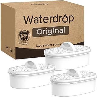 [Original] Waterdrop PF-01A Water Filter Replacement for Waterdrop Pitcher Filtration System, Reduces Lead, PFAS, PFOA/PFOS, Chlorine, Last Up to 3 Months or 200 Gallons, 3 Pack