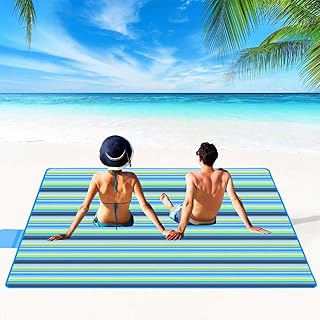 PUPOPIK Extra Large Beach Blanket Outdoor Picnic Blankets, Foldable Waterproof Sand Free Beach Mats Picnic Mat for Festival BBQ Park Grass Lawn Camping Hiking Travel Concerts (Blue 2, 80x60 in)