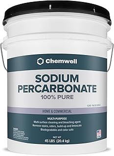 Chemwell Sodium Percarbonate (45 lbs) - 99.9% Pure Oxygen Bleach Powder | Scent-Free, No Additives, Powerful Cleaner for Laundry, Dishes, Decking & More