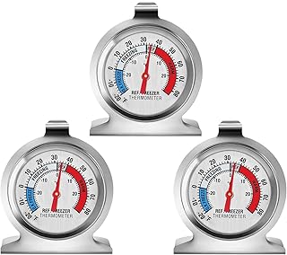 Refrigerator Thermometer, Large Dial Freezer Thermometer,Classic Series Temperature Thermometer for Refrigerator Freezer Fridge Cooler (3Pack)