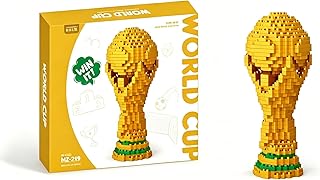World Cup Trophy Building Blocks - 3D Mini Replica Model, DIY Soccer Trophy Construction Kit, Sports Fan Collectible, Desk Decor Gift for Football Lovers (500 Blocks)