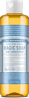 Dr. Bronner's Pure-Castile Magic Liquid Soap (Baby Unscented, 8 Ounce)- Made with Regenerative Organic Certified Oils, For Face, Body Wash, Baby Soap, Sensitive Skin, No Added Fragrance, Vegan