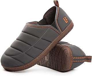 Men's Outdoor Slippers Two Tone Warm Memory Foam Slip On Indoor House Shoes Bedroom Loafers