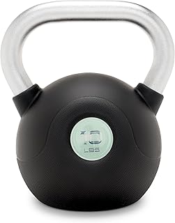 Marcy Commercial Grade PU Coated Kettlebell – 10 to 40 LB Single Weights with Textured Steel Handle, Flat Base – Strength Training for Full Body & Home Gym Workouts