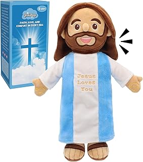 Yelakey Talking Jesus Plush - Speaks 36 Bible Verses & 10 Songs, 13” Speaking Dolls with Music & Sound, Stuffed Jesus Loves You Baptisms Christmas Easter Gifts for Kids Church Sunday School