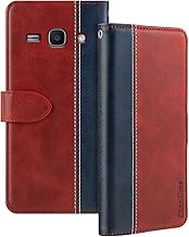 Leather Flip Case Compatible with Samsung Galaxy Star Advance Case with Card Holder RFID Blocking Magnetic Kickstand Slim Fit Business Protective Cover(Red)
