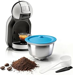 Reusable Coffee Capsule for Dolce Gusto, Refillable Stainless Steel Coffee Capsule Filter Cup Food Grade Silicone Lids Compatible with Piccolo Xs, Genio S, Edg 305 Mini Me, Edg 606