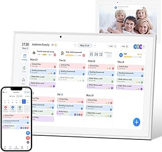 10.1" Digital Calendar & Smart Touchscreen Planner, Electronic Calender with Chore Chart for Family Schedules & Meal Planning, Wall Mountable Digital Photo Frame, Gifts for Women Men (White)