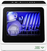 EUHOMY Countertop Dishwasher Portable with 6 Programs, 5L Built-in Water Tank for Apartments & RV, 167℉ High-Temp, No Hookup Needed, Mini Dishwasher with Baby Care, Air Dry/Quick/ECO/Fruit/Normal Mode