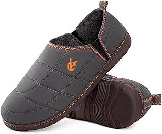 Men's Quilted Two Tone Slippers with Anti Skid Outsole for Indoor Outdoor