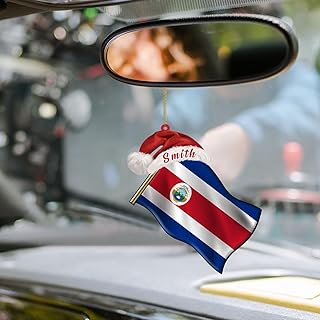 Personalized Christmas Ornaments 3" Christmas Ornaments Double-Sided Costa Rica Flag with Santa Hat Hanging for Car Christmas Tree 2024 Travel Souvenir Xmas Ornament Gifts for Kids Home Decor