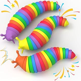 Cevioce Easter Basket Stuffers for Kids 3PCS Slug Fidget Toys Bulk, Toddler Sensory Figette Worm for Adults Stress Relief for Autism ADHD Autistic Travel Toys Stocking Stuffer Gifts for Boys Girls 3+