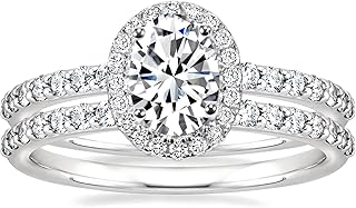 1.5CT 925 Sterling Silver Cubic Zirconia Bridal Rings Sets Oval Cut CZ Engagement Rings Wedding Band For Women Size 4-10