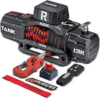 RUGCEL WINCH 13500lb Synthetic Rope Winch 12V Waterproof Electric Winch,2 in 1 Wireless Remote Control, for SUV, Truck & Trailer - TANK Series