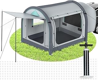 Inflatable SUV Tent for Camping, Large Quick Setup Blow Up Tents, 6-Person Tent with Detachable Car Attachment, Tents with Storage Bag &Projection Screen, Waterproof