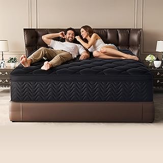 Black Spiral 14 Inch King Mattress, Individual Pocket Spring Hybrid, Pressure Relief, Bed in a Box, CertiPUR-US Certified