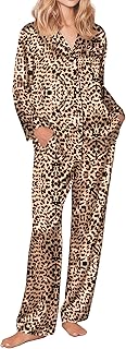 Ekouaer Silk Pajamas for Women Button Down Satin Pj Set Soft Long Sleeve 2 Piece Sleepwear Loungewear S-XXL