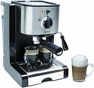 116.04 Pump Espresso and Cappuccino Machine EC100, Black and Stainless, 46 oz