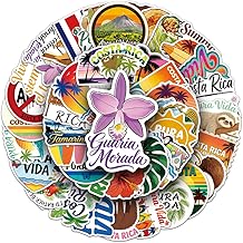 Costa Rica Pura Vida Stickers |50Pcs Costa Rica Waterproof Vinyl Decals for Water Bottles Bicycle Laptop Refrigerator Luggage Computer Mobile Phone Skateboard Bike Décor