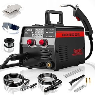 145A MIG Welder, 3 in 1 Flux Core/Lift TIG/Stick Welding Machine 110V IGBT Inverter Gasless Welder with Synergy Control for Metal Repair & DIY Projects