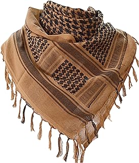 Military Shemagh Tactical Desert Scarf, 100% Cotton Keffiyeh Neck Head Scarf Wrap for Men Women