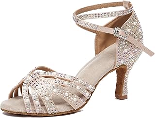 Comfortable High Heel Dance Shoes for Women Rhinestones Wedding Sandals