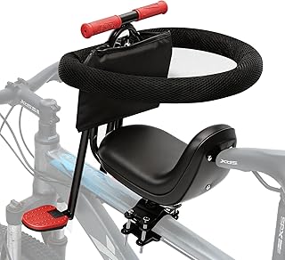 Kids Bike Seat Front Mounted and Handlebar Child Bike Seat Detachable Front Mounted Toddler Bicycle Seat Bicycle Seats with Guardrail Foot Pedals for Children 1~5 Years Compatible with All Adult MTB