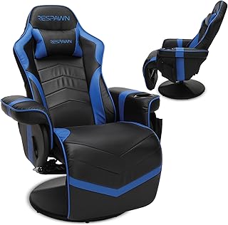 RESPAWN 900 Console Gaming Recliner with Footrest and Lumbar Support - Comfortable Ergonomic Gaming Chair with Headrest, No Wheels, Reclining, Heavy Duty, Racing Style Video Game Chairs - Blue