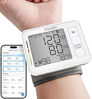 Push Wrist Blood Pressure Monitor, Bluetooth Smart BP Machine with App, Clinically Validated, Large Digital Display & Travel Case, High Accuracy for Home Use, Cuff Fits 5.5"-7.75"