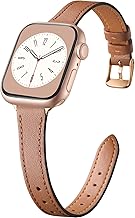 Charlam Slim Leather Band Compatible with Apple Watch Bands for Women 40mm 38mm 41mm 42mm 44mm 45mm 46mm, Top Grain Genuine Leather Strap Thin Wristband for iWatch Series 11 10 SE 9 8 7 6 5 4 3 2 1